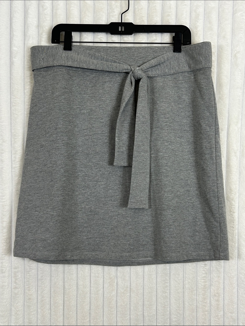 LOFT Gray Knit Tie-Waist Mini Skirt L
